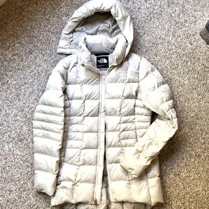 North Face puffer quilted zip front coat